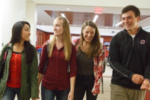 students walking