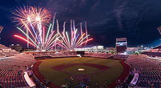 a picture of the opening ceremonies for the college world series in omaha