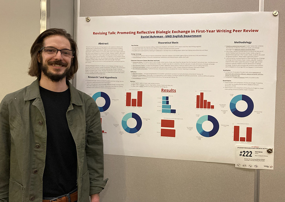 UNO English grad student giving a presentation