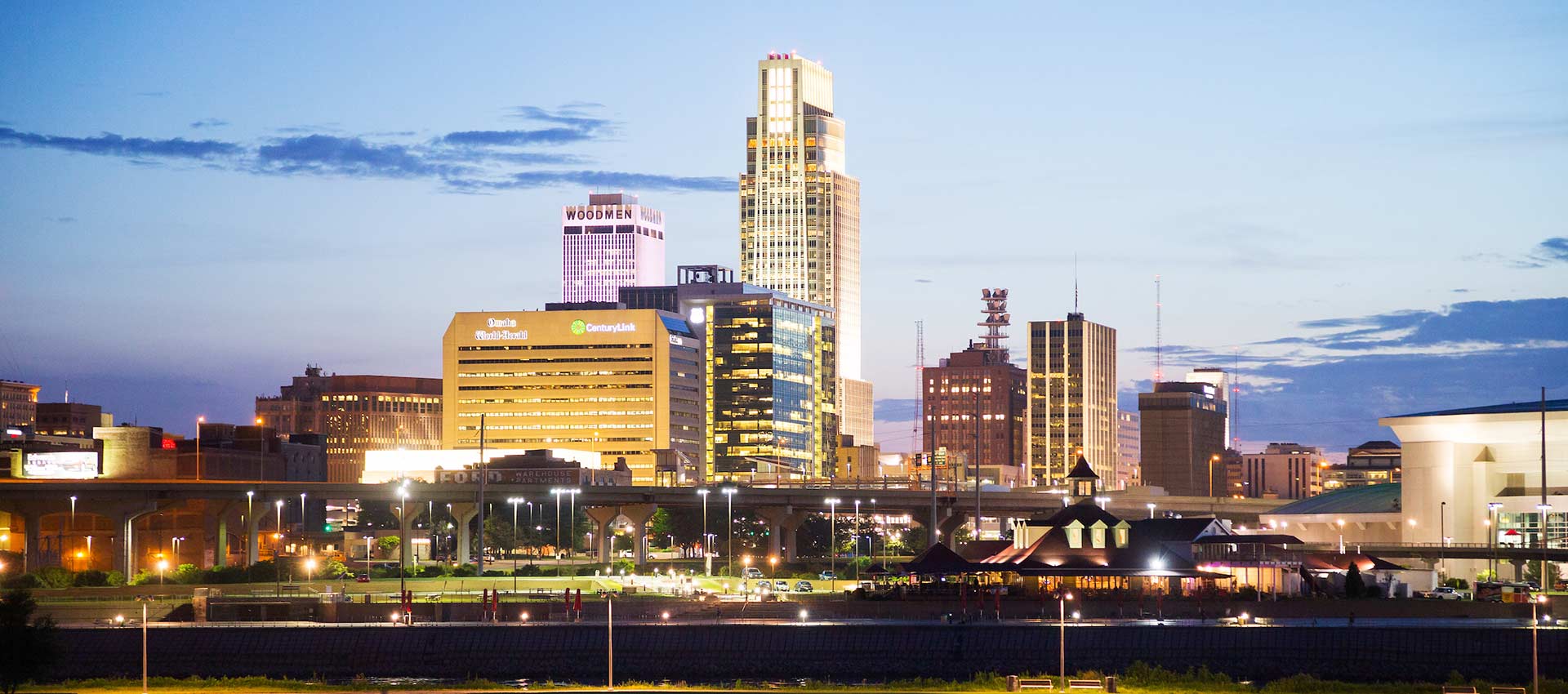 Omaha skyline at dusk
